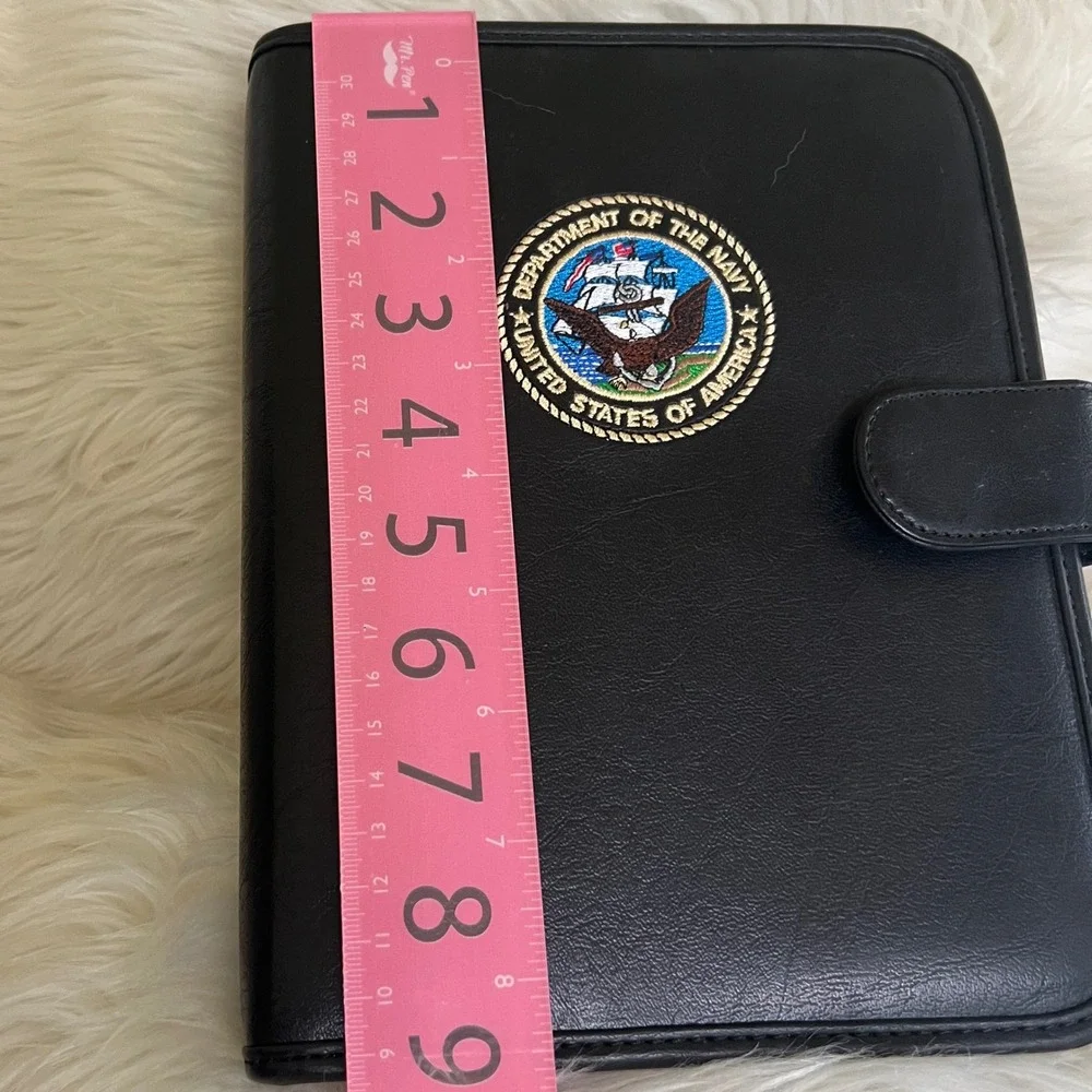 US Navy Department of the Navy Black Leather 3-Ring Binder Planner Cover